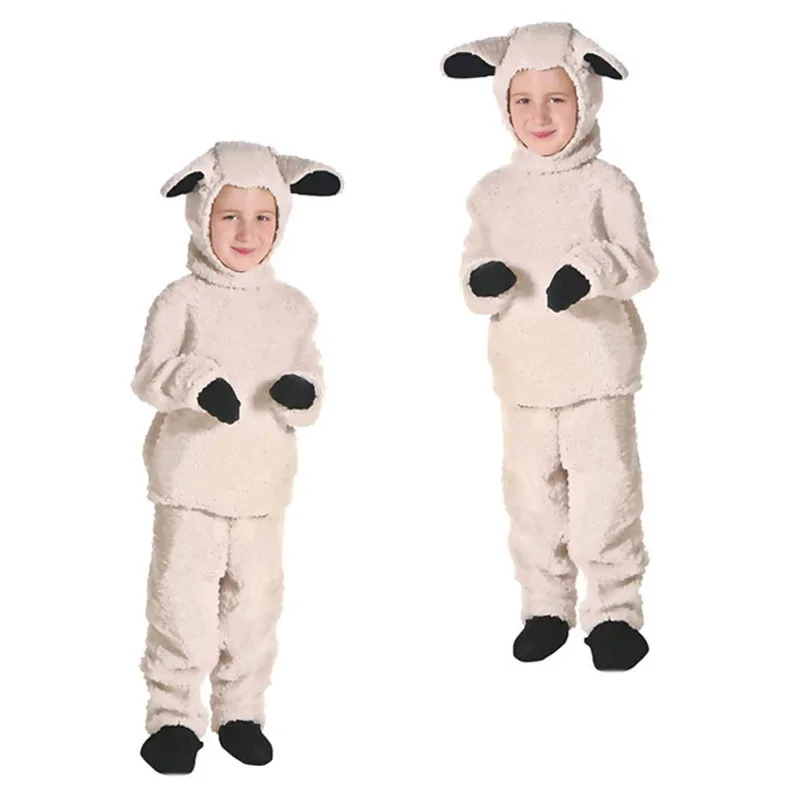 

Children Little Lamb Costume Sheep Cosplay Suit Animal Costume Fancy Dress with Hood Halloween Costume for Kids