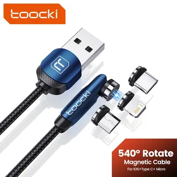 Toocki 540 자기 케이블 2.4A 빠른 충전 마이크로 USB 타입 C 케이블 아이폰 Xiaomi 삼성 S23 자석 USB 전화 케이블 상품 이미지