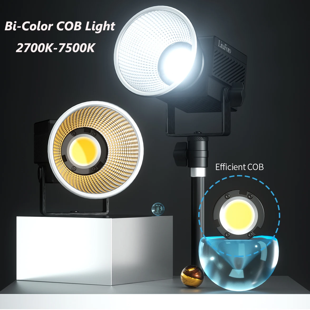 

2700K-7500K Bi-Color COB Video Light Photography Studio LED Light 60W Fill Light Handheld Mini Portable for Camera streaming