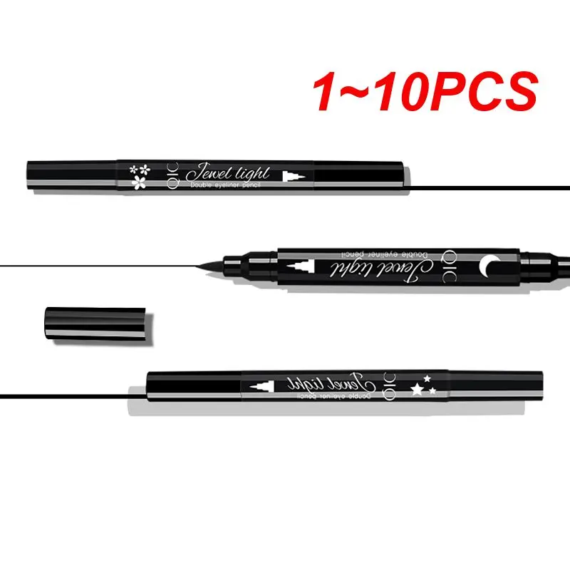 

1~10PCS Double Head Moon Star Heart Flower Liquid Eyeliner Pen Black Stamp Makeup Seal Eyeliner Pencil Waterproof