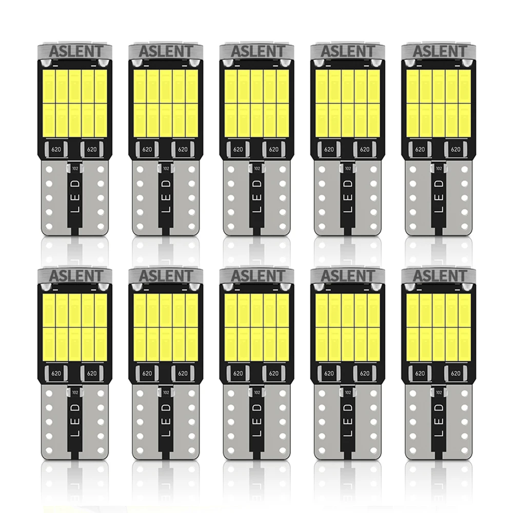 

10x W5W T10 Led Bulbs Canbus 4014 SMD 6000K 168 194 Led 5w5 Car Interior Dome Reading License Plate Light Signal Lamp White 12V