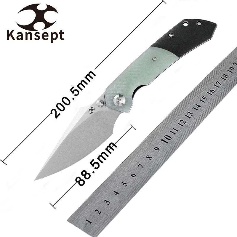

Kansept Fenrir K1034A5 Stonewashed S35VN Blade with Jade G10 and Black TiCn Coated Titanium Handle Folding Knives for EDC Carry