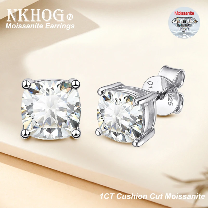 NKHOG 1CT Cushion Cut Moissanite Stud Earrings 925 Sterling Silver Plated 18K Gold Women Sparkling Wedding Gift Fine Jewelry GRA
NKHOG 1CT Cushion Cut Moissanite Stud Earrings 925 Sterling Silver Plated 18K Gold Women Sparkling Wedding Gift Fine Jewelry GRA