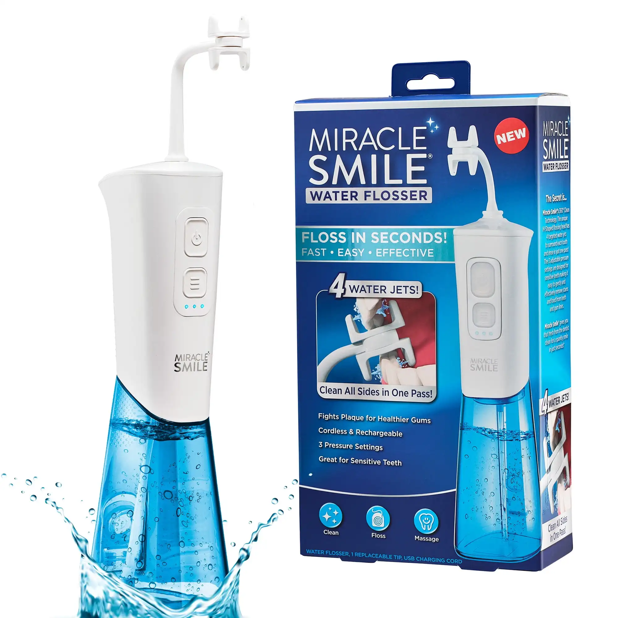Водный Флоссер Miracle Smile, портативный стоматологический перезаряжаемый водный Флоссер, легко Заправляемый резервуар для воды
Водный Флоссер Miracle Smile, портативный стоматологический перезаряжаемый водный Флоссер, легко Заправляемый резервуар для воды