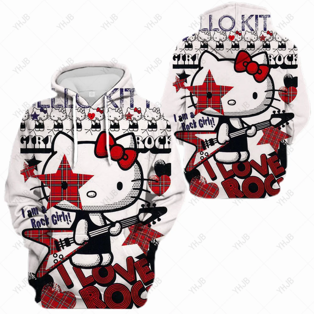 

Hello Kitty Print Kawaii Hoodies Harajuku Funny Anime Women Cartoon Sweatshirt Ullzang 90s Fashion Hoody Graphic Female Cute