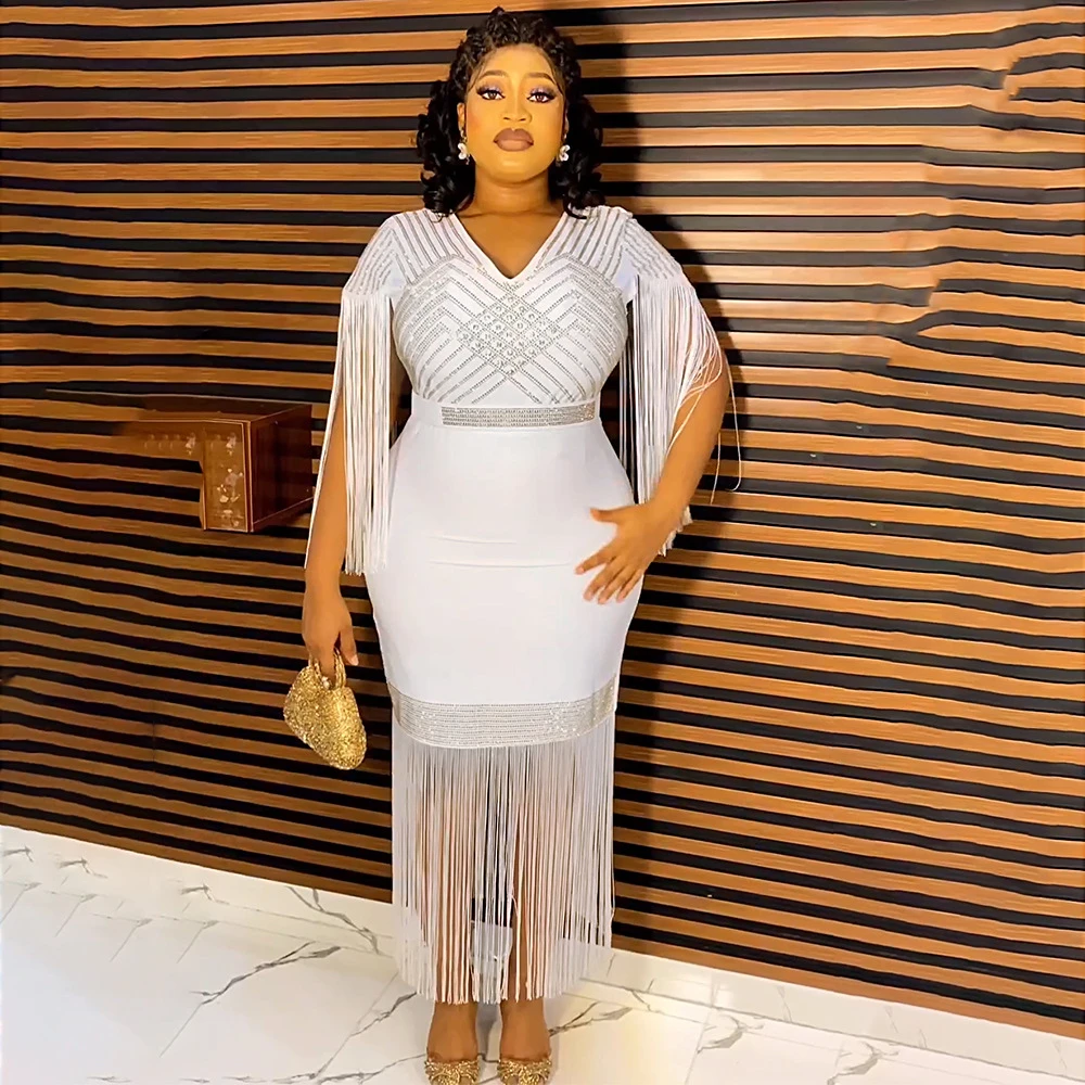 Elegant African Dresses for Women Plus Size Diamonds Tassel Party Dress Africa Ankara Dashiki Bodycon Abaya Kaftan Dubai Robe
Elegant African Dresses for Women Plus Size Diamonds Tassel Party Dress Africa Ankara Dashiki Bodycon Abaya Kaftan Dubai Robe