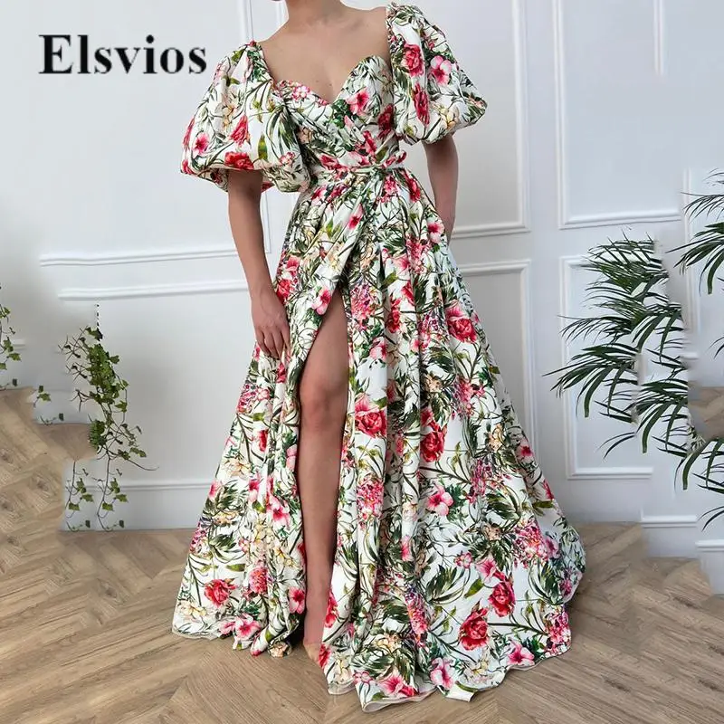 Sexy V Neck Puff Shoulder Split Party Dress Elegant Puff Shoulder Women Maxi Dress Fashion Floral Print Pleat Long Evening Dress
Sexy V Neck Puff Shoulder Split Party Dress Elegant Puff Shoulder Women Maxi Dress Fashion Floral Print Pleat Long Evening Dress