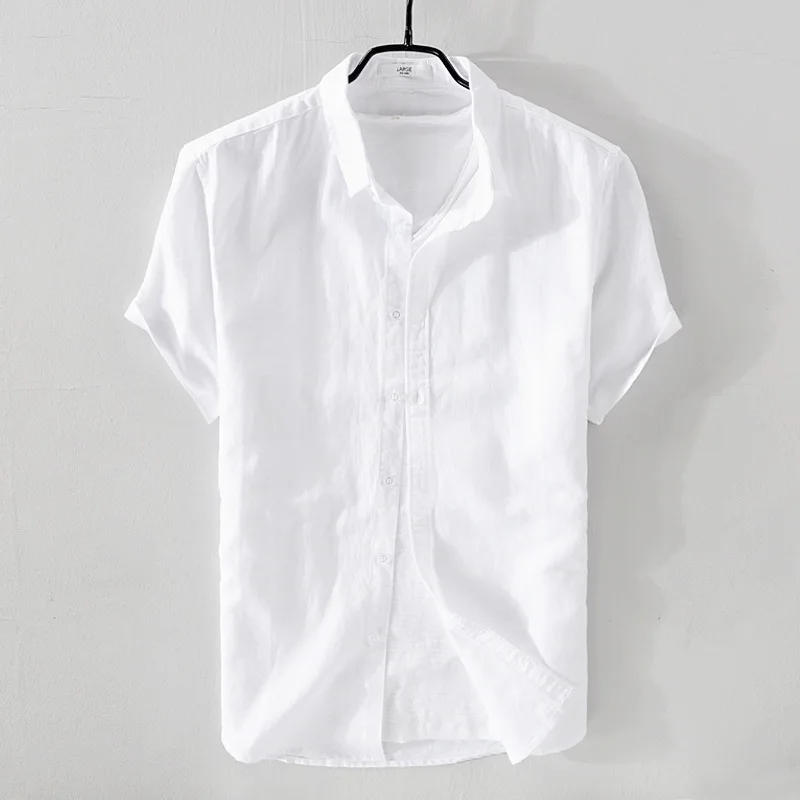 Simple Men's Short-Sleeved Shirts Cotton Linen Summer Khaki White Blue Turn-down Collar Loose Casual Beach Style Shirt Summer
Simple Men's Short-Sleeved Shirts Cotton Linen Summer Khaki White Blue Turn-down Collar Loose Casual Beach Style Shirt Summer