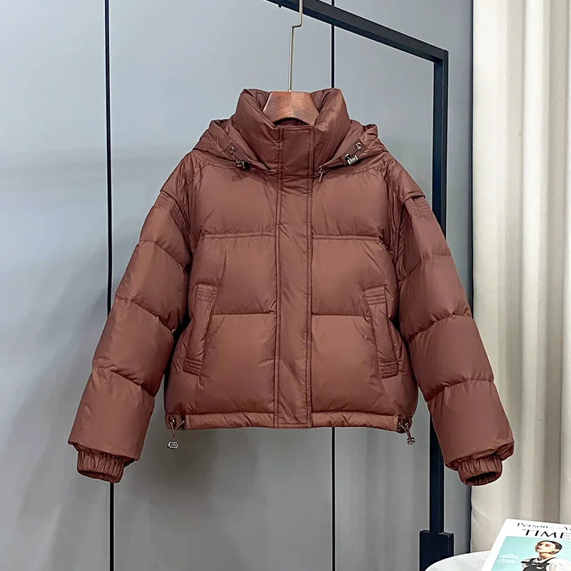 2023 New down Jacket Women's Short Chic Small Detachable Hat Bread Coat 90 White Duck down Baggy Coat
2023 New down Jacket Women's Short Chic Small Detachable Hat Bread Coat 90 White Duck down Baggy Coat