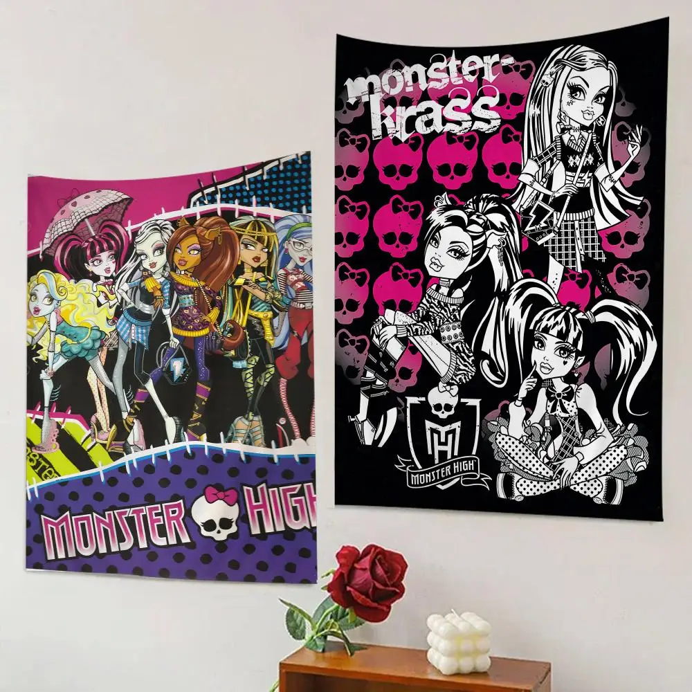 

M-Monster Cartoon High Tapestry Anime Tapestry Hanging Tarot Hippie Wall Rugs Dorm Wall Hanging Sheets