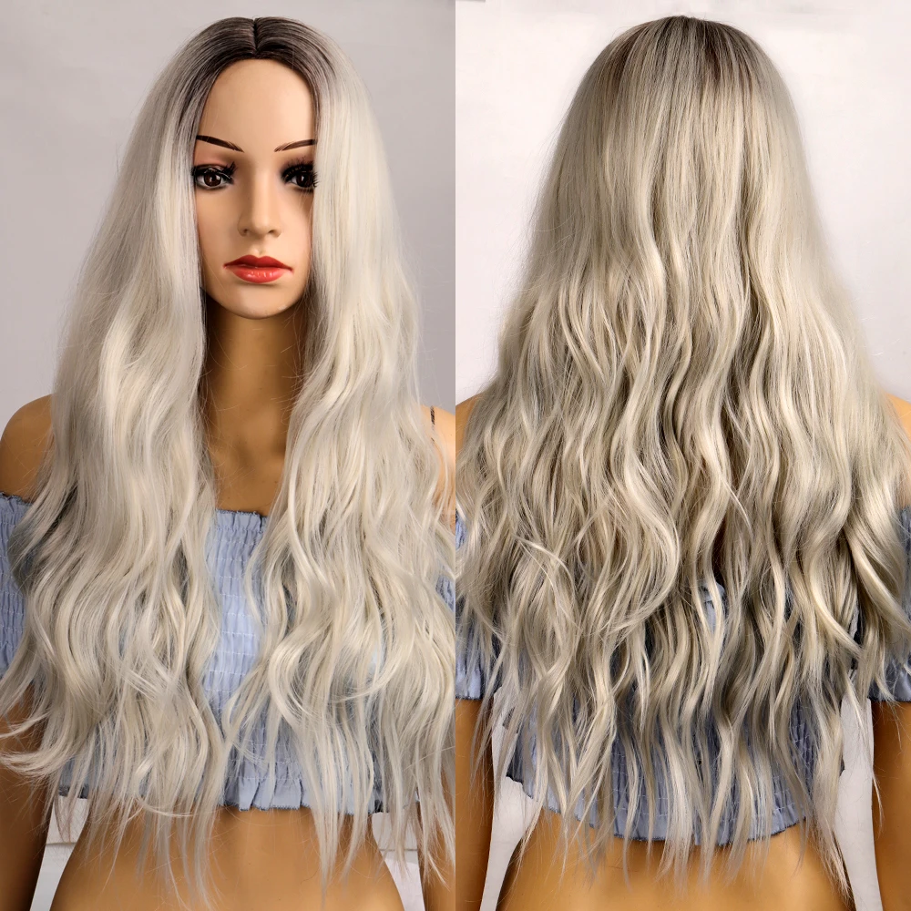 Wig High temperature silk hair Brown gray gradient medium part without bangs large wavy curls
Wig High temperature silk hair Brown gray gradient medium part without bangs large wavy curls