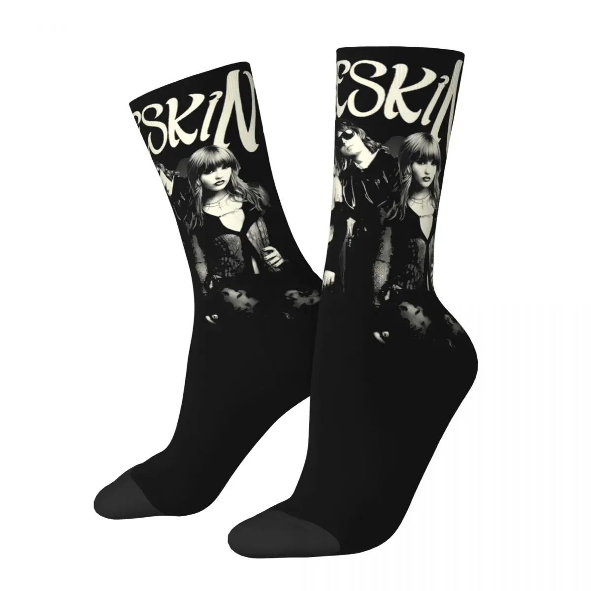 

Cool Retro Maneskin Rock Band Theme Print Socks Product All Season Album Tour Super Soft Crew Socks Breathable