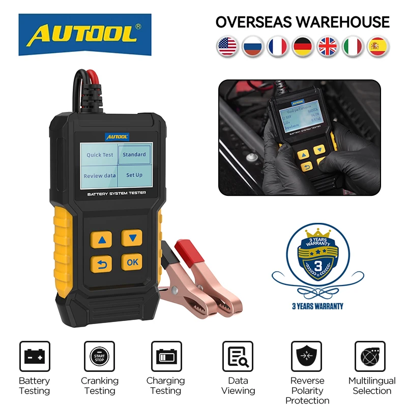 AUTOOL BT360 12V Car Battery Tester Analyzer CCA BCI Cranking Charging Scanner Digital Auto Automotive Diagnostic Batterys Tool
AUTOOL BT360 12V Car Battery Tester Analyzer CCA BCI Cranking Charging Scanner Digital Auto Automotive Diagnostic Batterys Tool