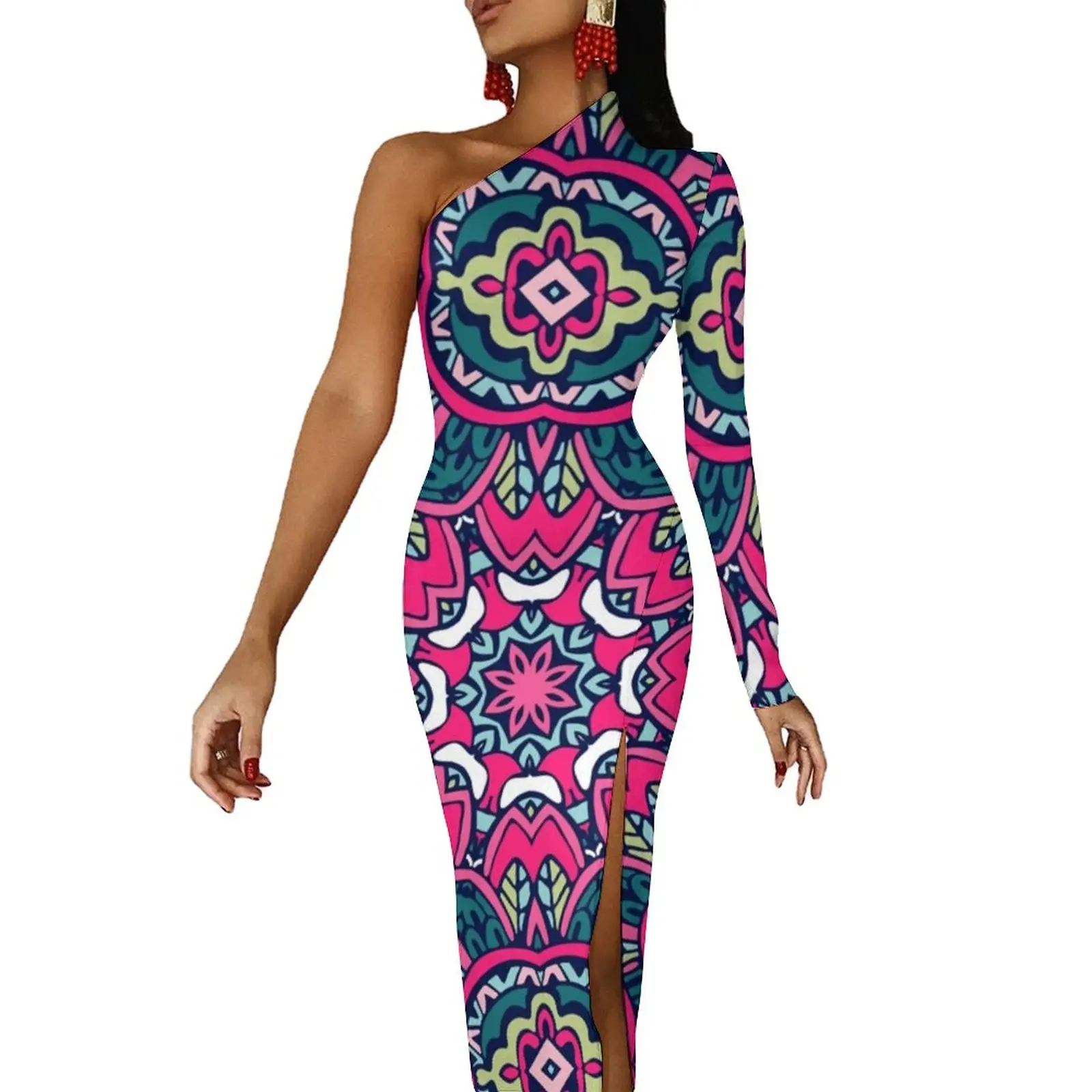 Colorful Bohemia Print Maxi Dress One Shoulder Mandala Flower Kawaii Bodycon Dress Aesthetic Long Dresses Women Custom Vestido
Colorful Bohemia Print Maxi Dress One Shoulder Mandala Flower Kawaii Bodycon Dress Aesthetic Long Dresses Women Custom Vestido