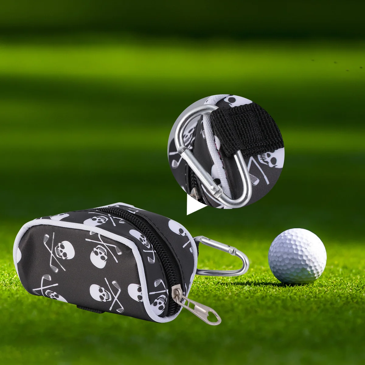 

Сумка для хранения мячей с напечатанной головой, сумка-тоут, сумка-держатель для мяча для гольфа, сумка для тройников, сумка (черная)