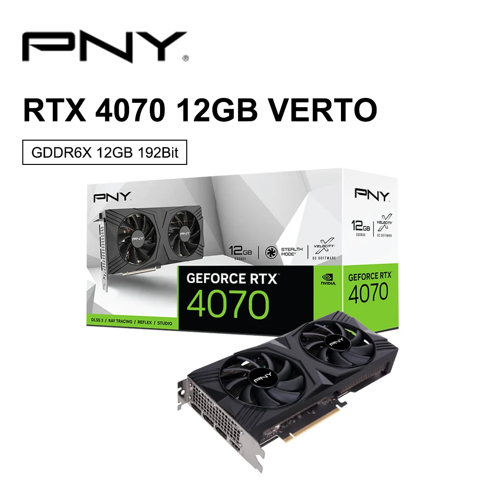 

New PNY GeForce RTX 4070 12GB Gaming VERTO Graphic Card GDDR6X Nvidia RTX4070 GPU Video Cards 8Pin 192Bit 4070 placa de vídeo