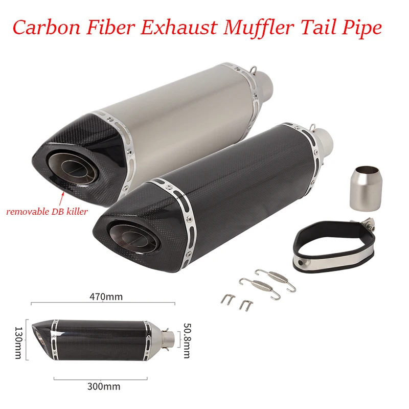 New Arrival Motorcycle Exhaust Muffler Tail Pipe Real Carbon Fiber 38-51mm Universal Vent Tip With DB Killer 470mm Escape
New Arrival Motorcycle Exhaust Muffler Tail Pipe Real Carbon Fiber 38-51mm Universal Vent Tip With DB Killer 470mm Escape