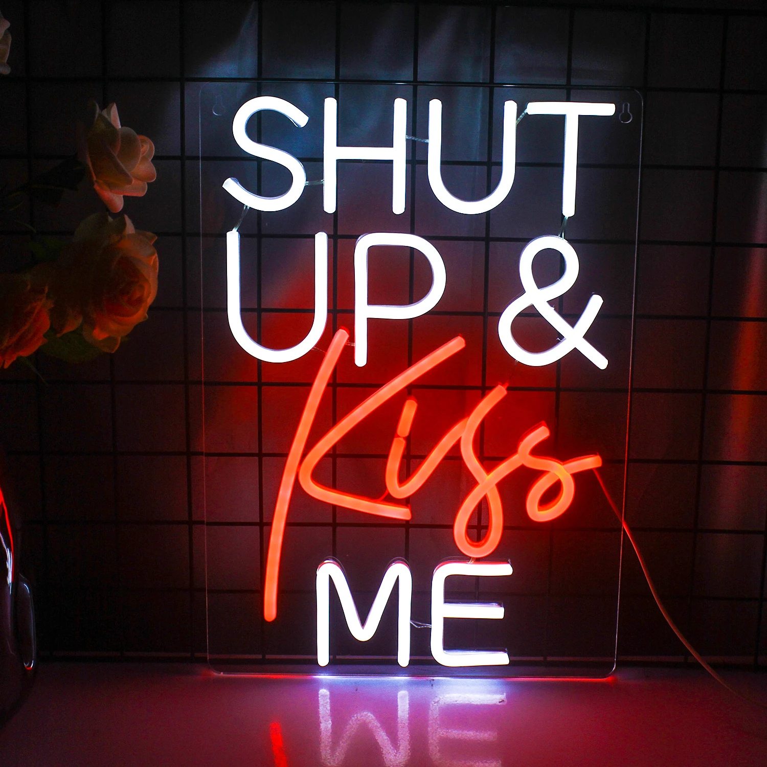 

Wanxing Shut Up Kiss Me Neon Lights Letters LED Neon Lights Wall Decoration Sign for Bar, Bedroom, Girl's Room, Dormitory Gift