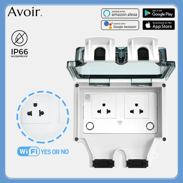 AVOIR-Prise Électrique Extérieure Étanche IP66, Prise Intelligente Américaine, Port de Chargeur USB Sans Fil Tuya, Wifi, Appareil Ménager de Cuisine prises électriques prise connecte wifi douille prise etanche extérie 1