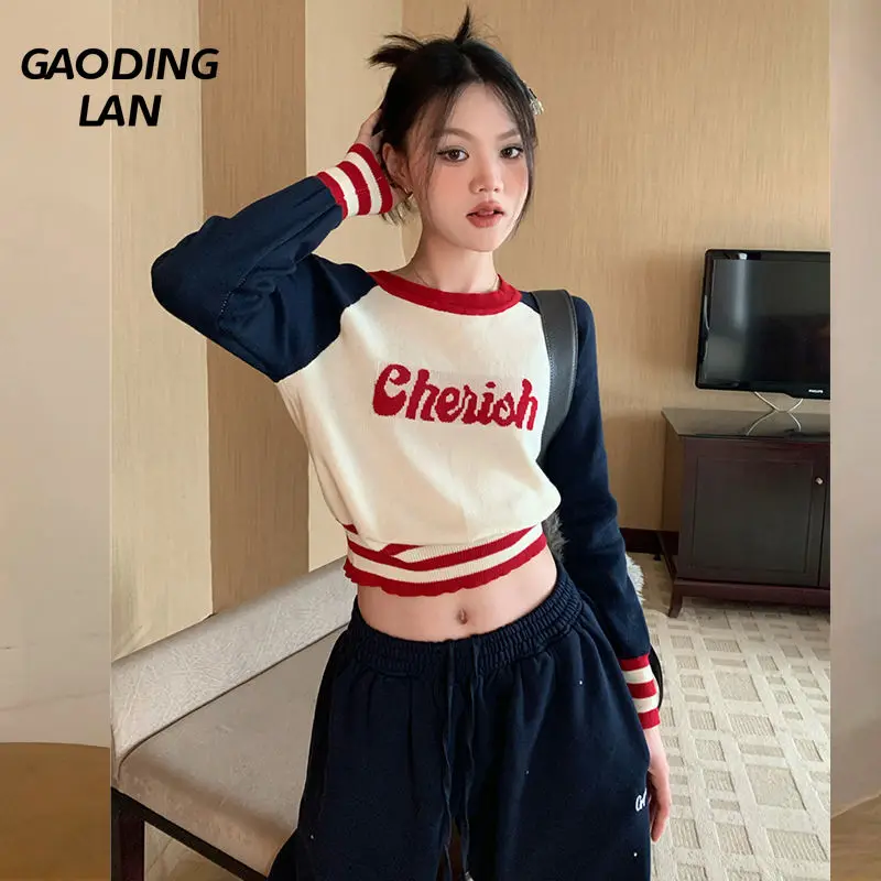 Retro Letter Print Raglan Sleeve Women Knitted Tops Autumn Winter Short Crop Knitwear High Street Female Sexy Bottom T-shirts
Retro Letter Print Raglan Sleeve Women Knitted Tops Autumn Winter Short Crop Knitwear High Street Female Sexy Bottom T-shirts