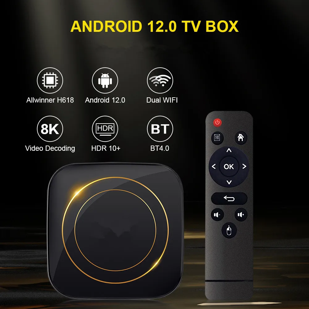 H8S 4+32G Smart TV Box Android 12.0 2.4G/5G Dual Band WiFi bluetooth-compatible 4.0 Support 8K Media Player Set Top Box
H8S 4+32G Smart TV Box Android 12.0 2.4G/5G Dual Band WiFi bluetooth-compatible 4.0 Support 8K Media Player Set Top Box