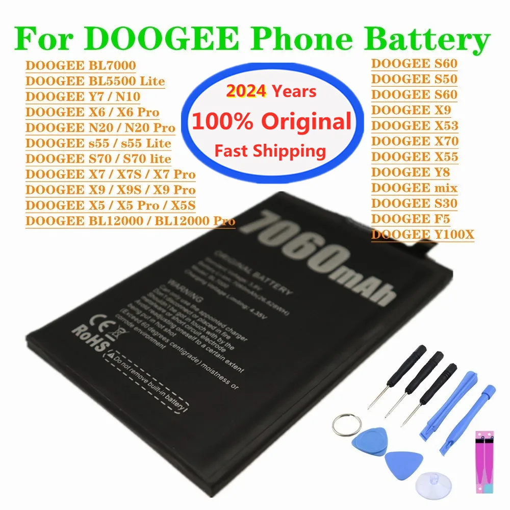 

Original Battery For DOOGEE S50 S60 S30 X55 mix Y8 F5 BL7000 Y7 N10 N20 BL12000 Pro BL5500 S55 S70 lite X7S X9S X5 X6 X7 X9 Pro