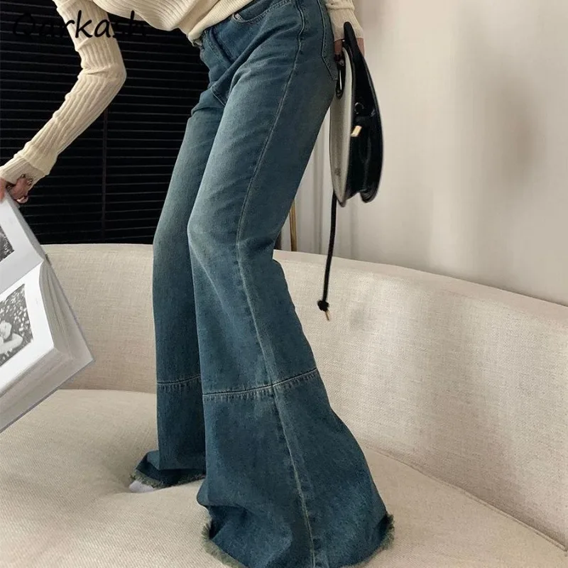 

Flare Jeans Women High Street Elegant Design Vintage Do Old Leisure Empire Stylish Loose Hotsweet Chic Temperament Daily Tender