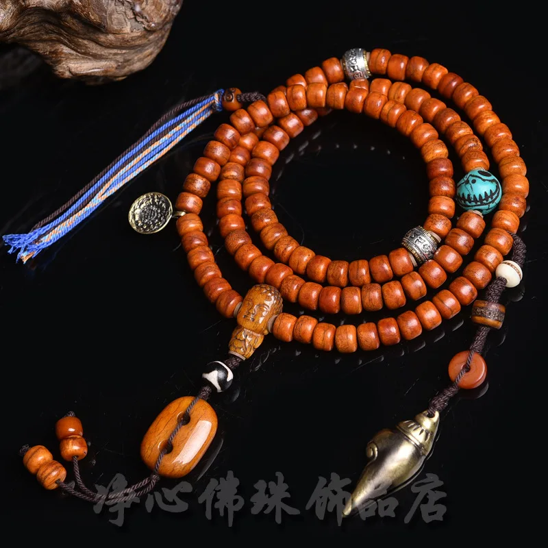 

Natural Camel Bone 108 Pieces Buddha Beaded Necklace Halter Beads Tibetan High Density Old Materials Men and Women Multi-Wrap Br