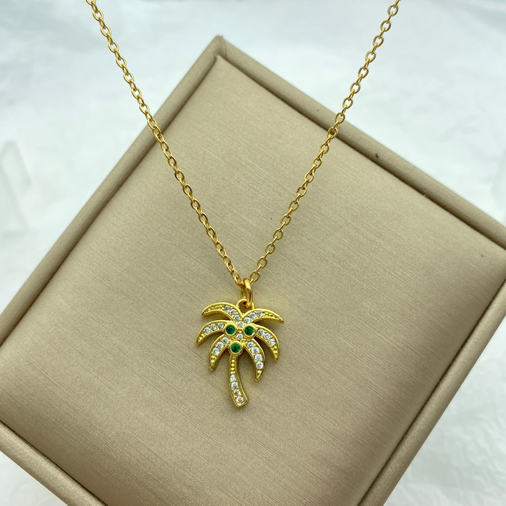 Green Zircons Tree Pendant Necklace Gold Plated Stainless Steel Necklace For Female Fashion Jewelry New In Accessories O Chain
Green Zircons Tree Pendant Necklace Gold Plated Stainless Steel Necklace For Female Fashion Jewelry New In Accessories O Chain