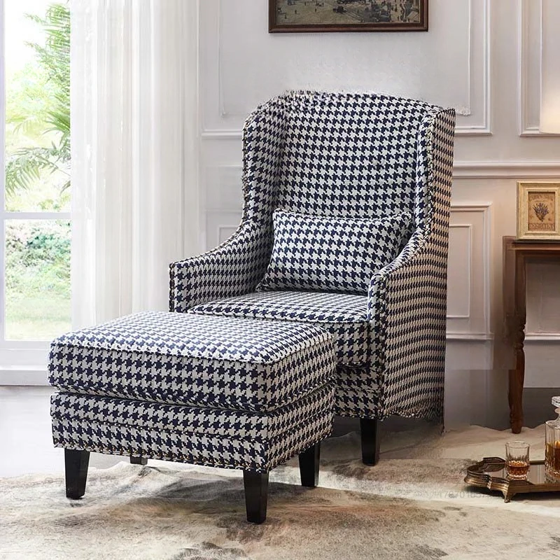 American style single person sofa, simple black and white thousand bird grid fabric sofa, leisure chair, small unit tiger chair
American style single person sofa, simple black and white thousand bird grid fabric sofa, leisure chair, small unit tiger chair