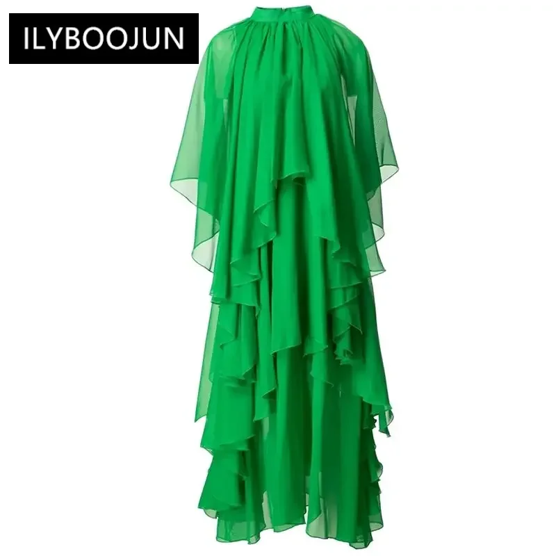 Spring Summer Women Dress Stand Collar Batwing Sleeve Ruffle Green Party Dresses For Women 2023 Runway Luxury Brand Elegant
Spring Summer Women Dress Stand Collar Batwing Sleeve Ruffle Green Party Dresses For Women 2023 Runway Luxury Brand Elegant