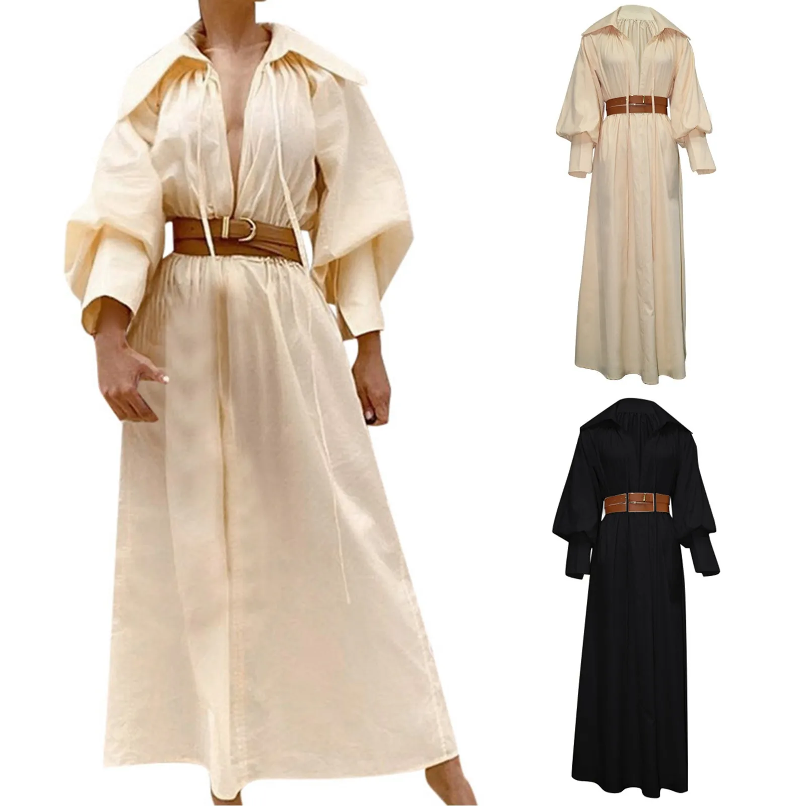 Women Dress Summer Autumn Fashion Casual Long Sleeve Lapel Solid Elegant Loose Vintage Dresses High Streetwear Clothing 2023
Women Dress Summer Autumn Fashion Casual Long Sleeve Lapel Solid Elegant Loose Vintage Dresses High Streetwear Clothing 2023