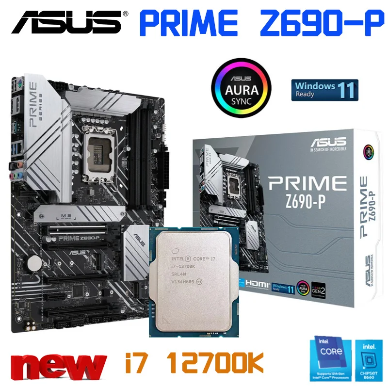 New Intel Core i7 12700K Processor Combo With ASUS PRIME Z690-P DDR5 USB PCI-E 5.0 LGA 1700 Desktop ATX Motherboard Intel Z690
New Intel Core i7 12700K Processor Combo With ASUS PRIME Z690-P DDR5 USB PCI-E 5.0 LGA 1700 Desktop ATX Motherboard Intel Z690