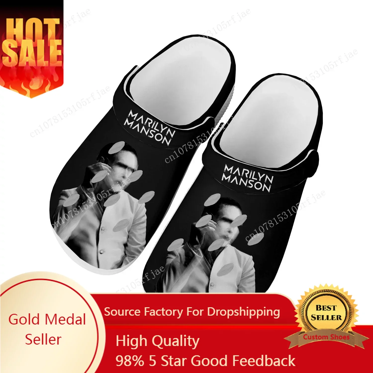 

Rock Band Singer Marilyn Manson Home Clogs Custom Water Shoes Mens Womens Teenager Shoes Clog Breathable Beach Hole Slippers