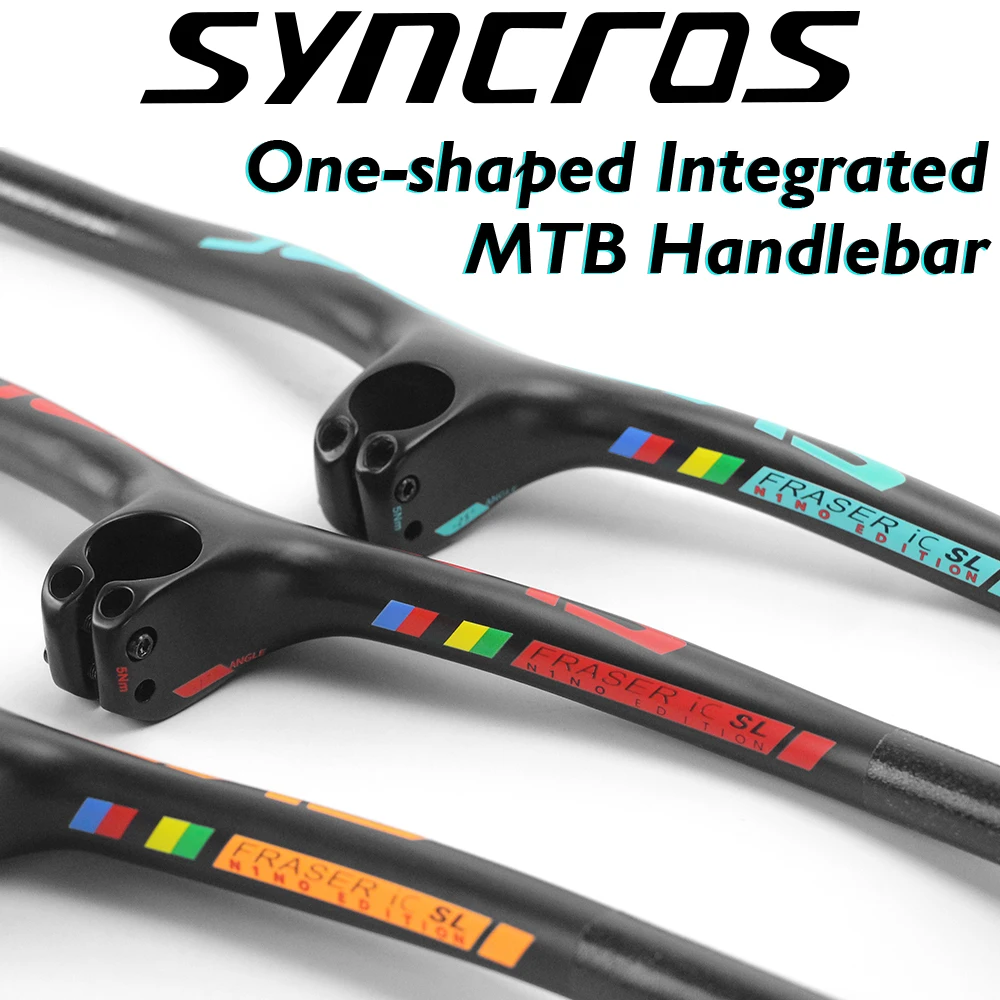 

syncros Custom Full Carbon Fiber Mountain Bike Integrated MTB Bicycle Handlebar FRASER IC SL With Stem Angle -8/-17/-25 Degree