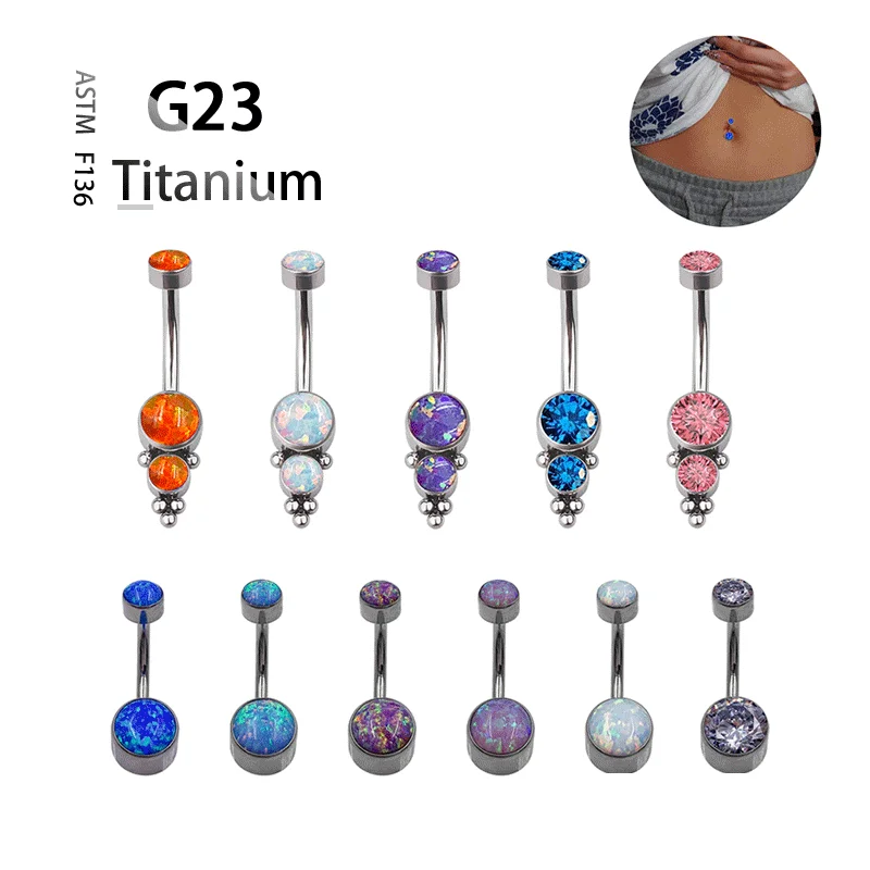 

Titanium G23 Crystal Belly Button Rings Navel Ring Zircon Opal Drop Dangle Body Piercing Jewelry for Women Sexy Bar Gift