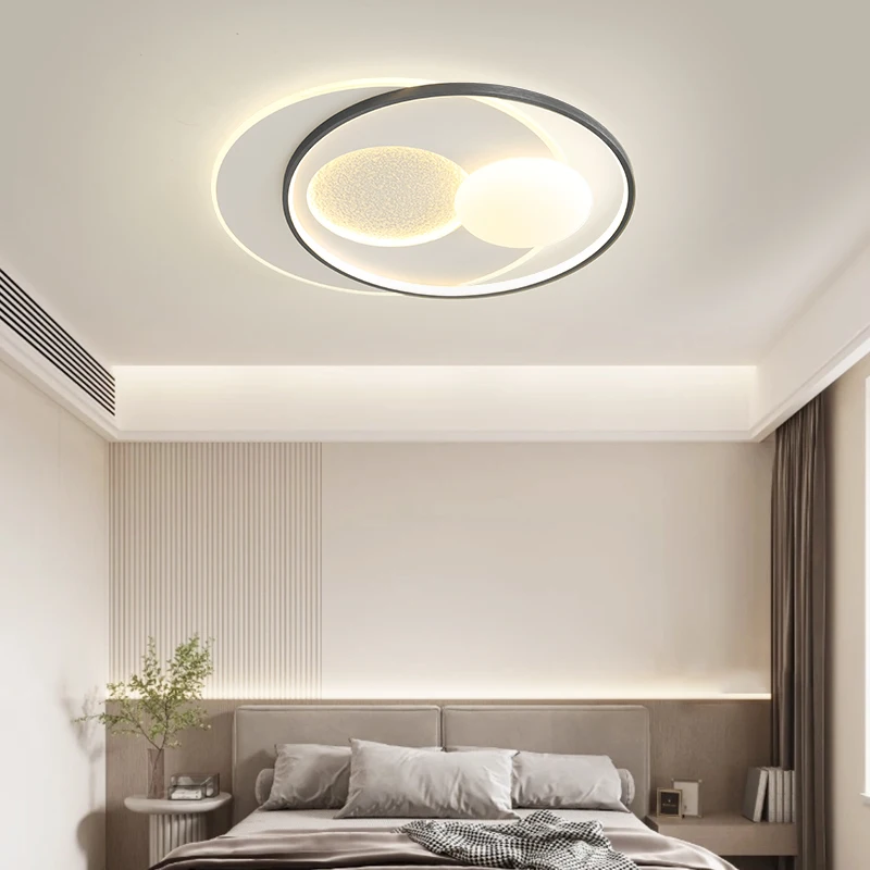 

Встраиваемые светодиодные потолочные светильники полного спектра для спальни, Современный Простой кремовый стильный светильник для спальни, креативная лампа «Луна» для гостиной