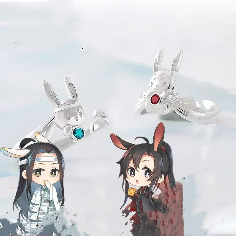 

Anime Grandmaster of Demonic Cultivation MDZS Wei Wuxian Lan Wangji Cute Couples Rings Gift S925 Sliver Finger