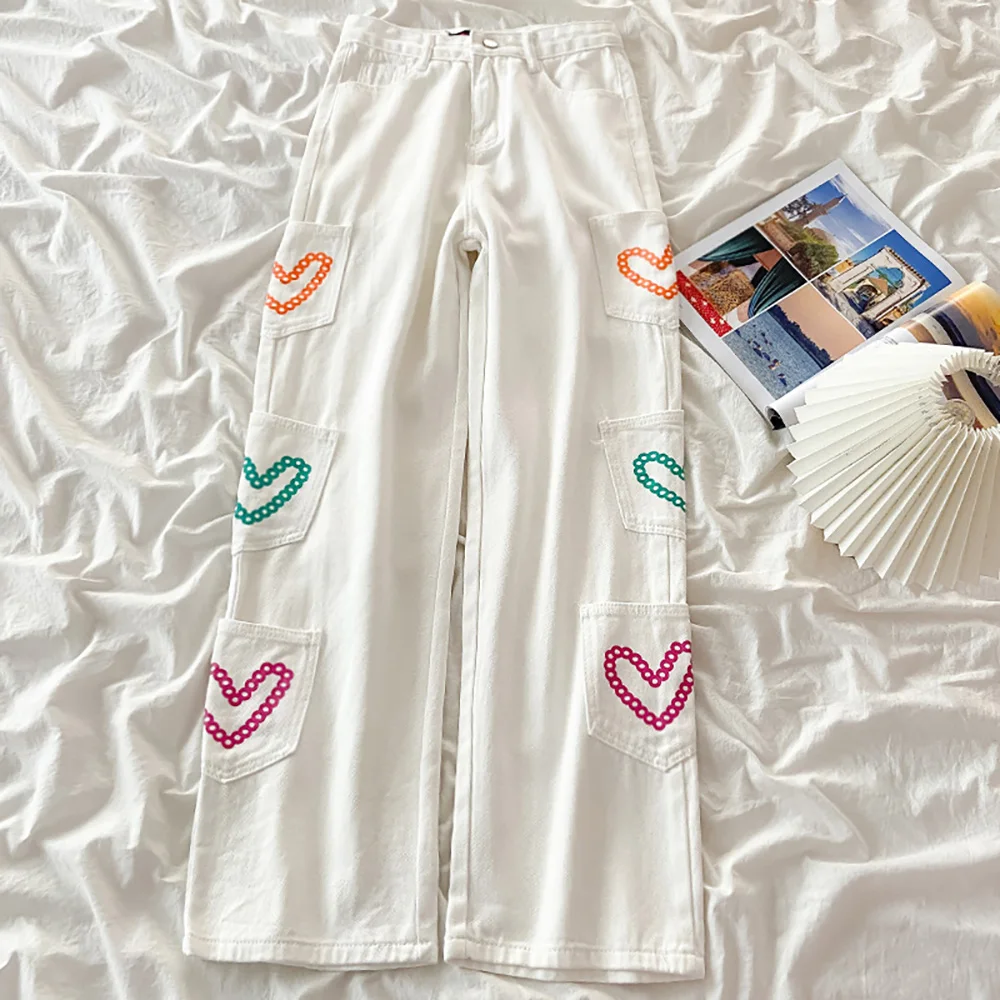 Fashion Straight Loose White Jeans for Women Spring Autumn Pockets Design High Waist Wide Leg Denim Pants Female Trousers
Fashion Straight Loose White Jeans for Women Spring Autumn Pockets Design High Waist Wide Leg Denim Pants Female Trousers