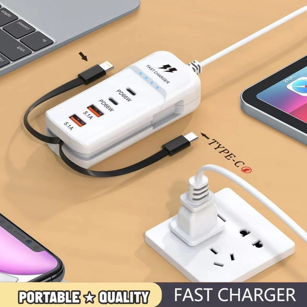 66W, 4 USB Charger, PD USB Hub, Adapter, Fast Charging Power Socket with Type C Cable Wall Charger for iPhone, Samsung, Xiaomi, Huawei 5 Mallzona Sf17921c19a4240fabe1d2098fecccf9eB 66W, 4 USB Charger, PD USB Hub, Adapter, Fast Charging Power Socket with Type C Cable Wall Charger for iPhone, Samsung, Xiaomi, Huawei Mallzona