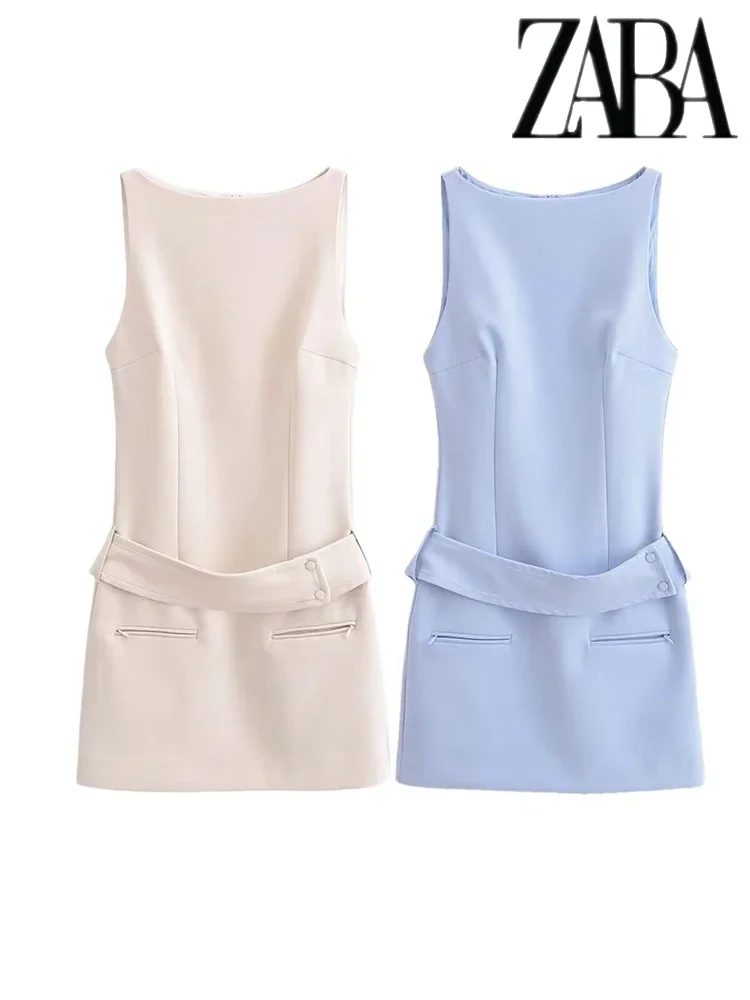 TRAF Women's Summer Commuter Temperament Dress Sleeveless Round Neck Belt Mini Dress Holiday Street Elegant Women's Short Dress
TRAF Women's Summer Commuter Temperament Dress Sleeveless Round Neck Belt Mini Dress Holiday Street Elegant Women's Short Dress