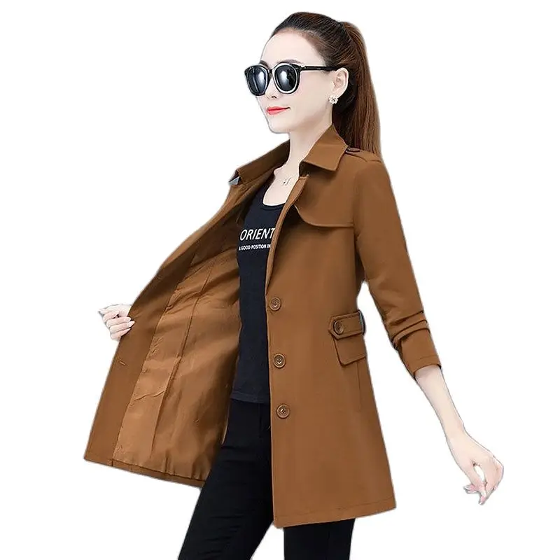 

"Lined/Comfortable" Windbreaker Coat Women's Spring And Autumn Loose Slim Long Fashion Casual Joker Autumn Temperament CoatTide