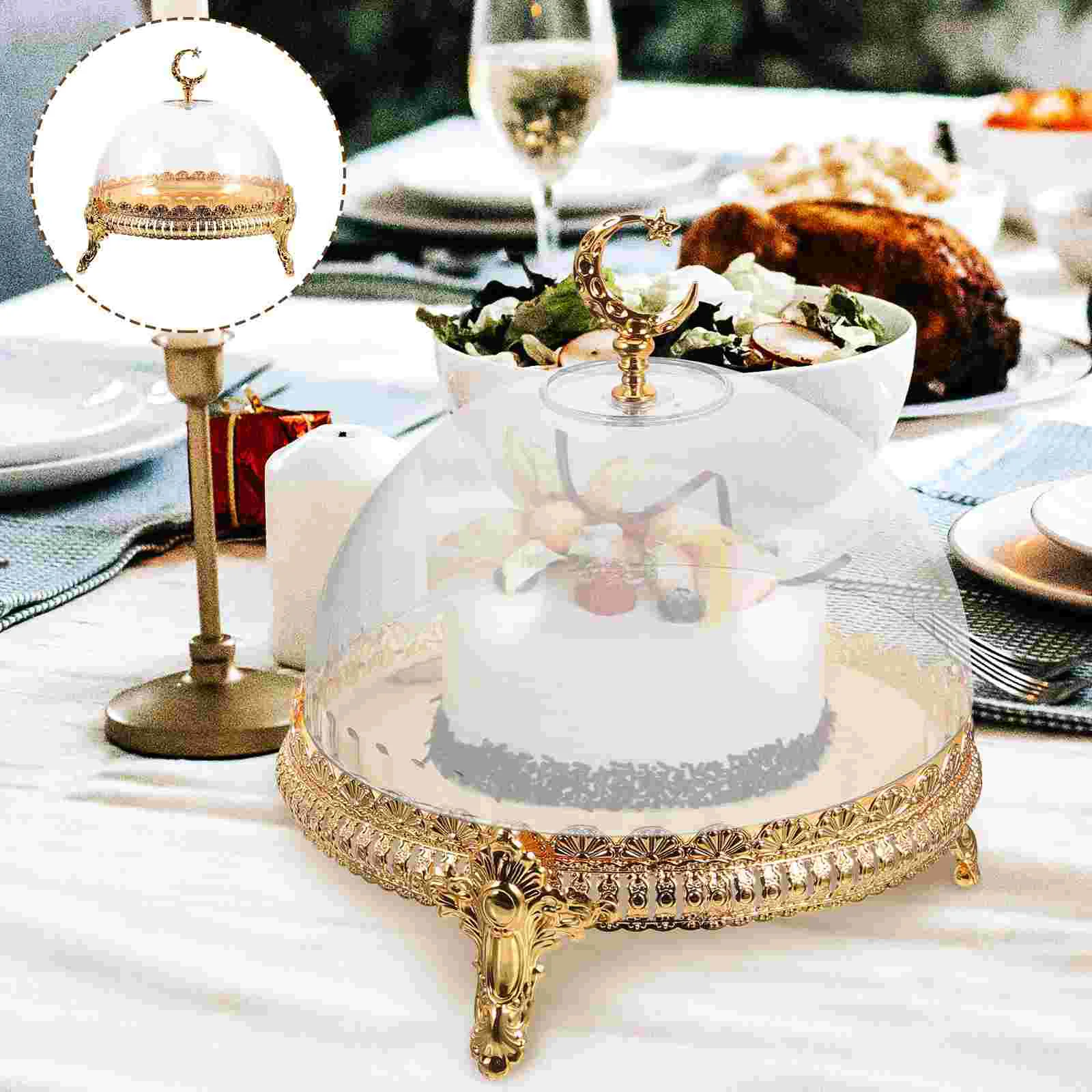 

Ramadan Serving Tray 8 Inch Cupcake Candy Jar Dome Lid Eid Mubarak Snacks Container Box Moon Sugar Storage Bowl Arab Dish