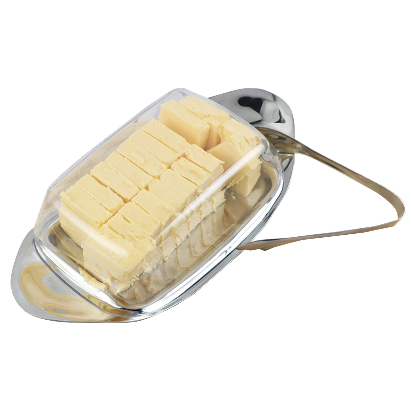 Butter Dish With Food Clip Handle Design Stainless Steel Easy Clean Silver Tableware Clear Lid Practical Keep Fresh Portable
Butter Dish With Food Clip Handle Design Stainless Steel Easy Clean Silver Tableware Clear Lid Practical Keep Fresh Portable
