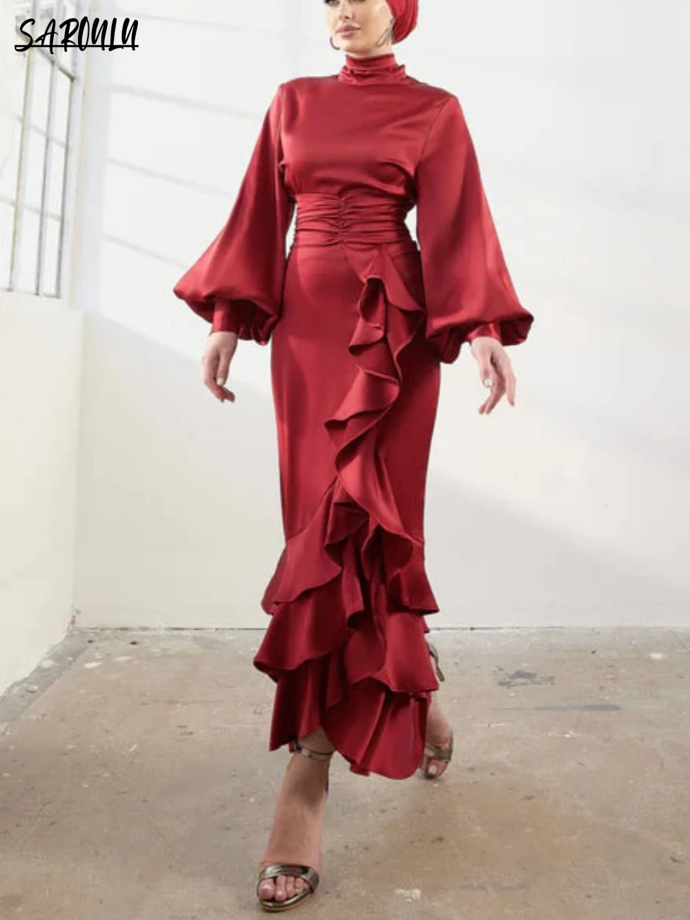 Muslim High Neck Long Sleeve Evening Dress African Simple Satin Celebrity Prom Gown Vintage Straight Ankle-length Dress
Muslim High Neck Long Sleeve Evening Dress African Simple Satin Celebrity Prom Gown Vintage Straight Ankle-length Dress