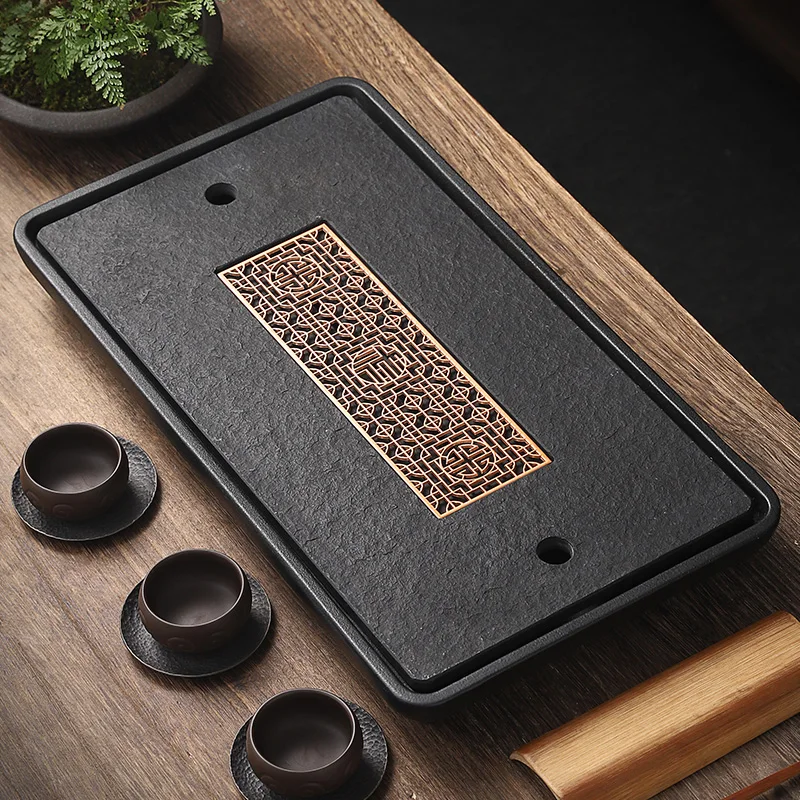 

Drip Rectangular Wooden Tray Kung Fu Chaban Chinese Solid Wood Tea Tray Drainage Luxury Plateau De Service Decorative Tray