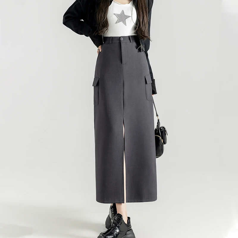 American Retro Cargo Skirts Women 2023 Autumn Winter New High Waist A-line Split Formal Long Skirt Female
American Retro Cargo Skirts Women 2023 Autumn Winter New High Waist A-line Split Formal Long Skirt Female