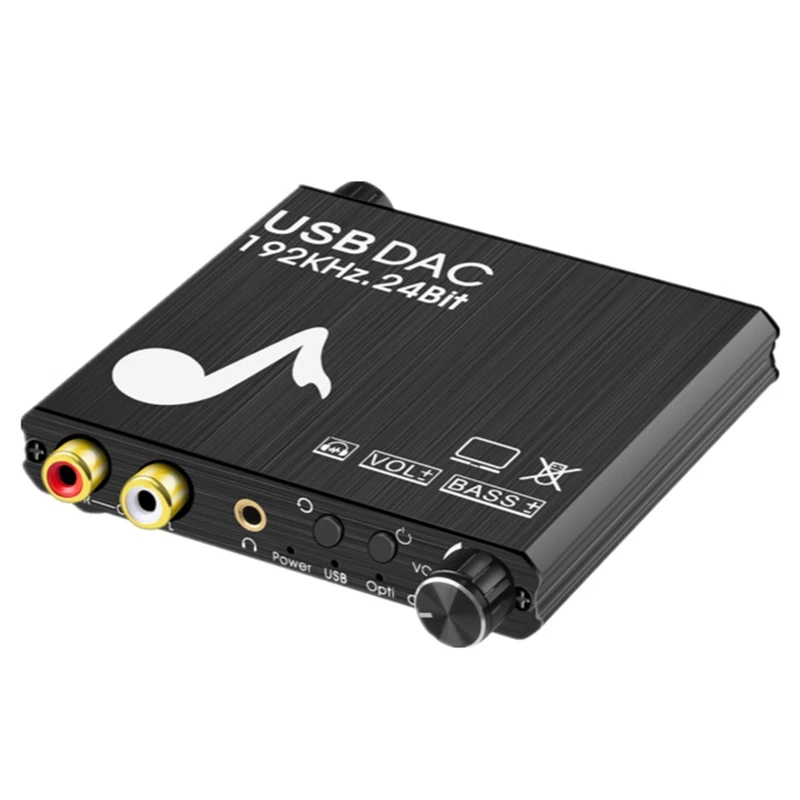 

Digital To Analog Audio Converter, Bass Volume Adjustment, USB Sound Card DAC Converter 192KHZ Fiber Coaxial Converter