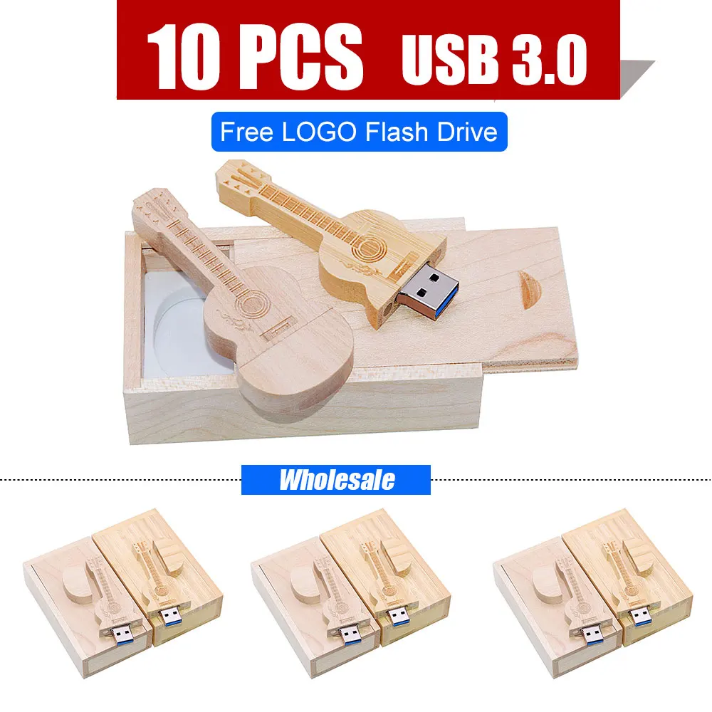 10pcs Wooden Guitar USB3.0 Flash Drive 64GB Free Custom LOGO Wood Box + Pen Drives 32GB Wedding Photography Gifts Memory Stick
10pcs Wooden Guitar USB3.0 Flash Drive 64GB Free Custom LOGO Wood Box + Pen Drives 32GB Wedding Photography Gifts Memory Stick