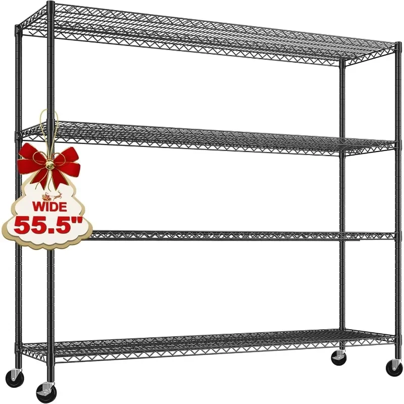 REIBII 55.5''W Storage Shelves 2500LBS Wire Shelving Unit with Wheels Heavy Duty Metal Shelves 75.6" H X 55.5''W X 24" D
REIBII 55.5''W Storage Shelves 2500LBS Wire Shelving Unit with Wheels Heavy Duty Metal Shelves 75.6" H X 55.5''W X 24" D